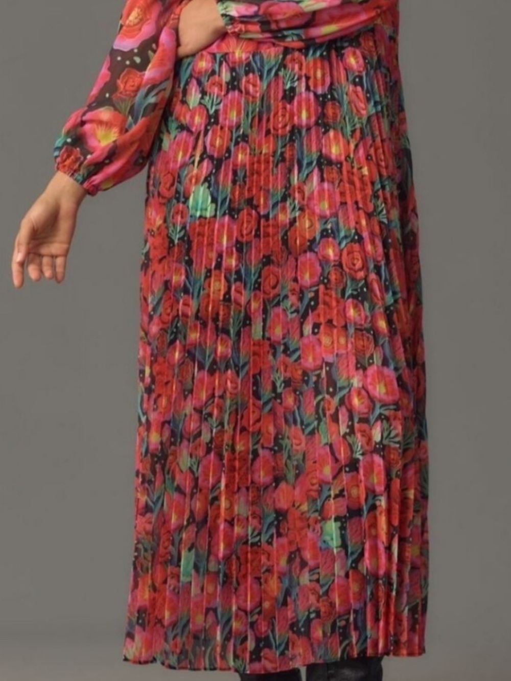 Farm Rio x Anthropologie | Pleated Drop-Waist Maxi Dress L - Picture 2 of 11